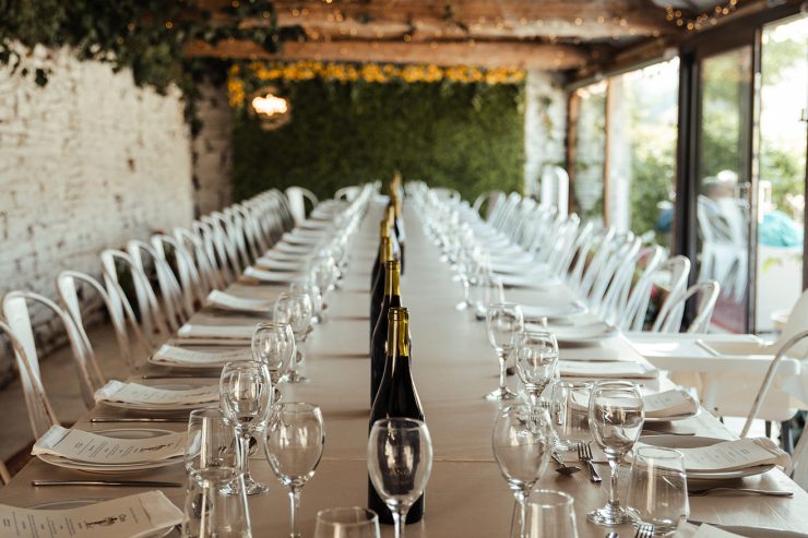 long barn laid up with champagne