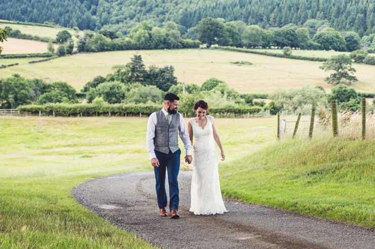 wedding venue and couple